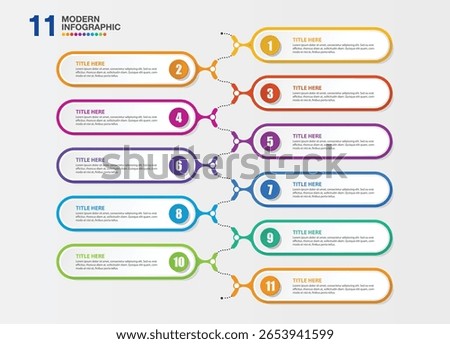 Infographic template with 11 steps, process or options, process chart, Used for process diagram, presentations, workflow layout, flow chart, infograph. Vector eps10 illustration.