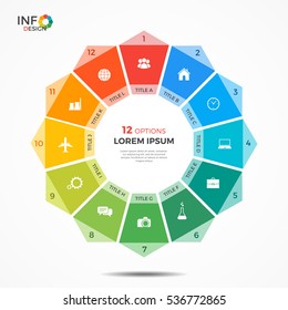 Infographic Template With 12 Options Circle Chart. 