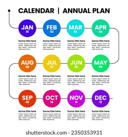 Infographic template with 12 options or steps. Calendar. Can be used for workflow layout, diagram, banner, webdesign. Vector illustration
