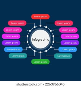 Infographic template with 14 option