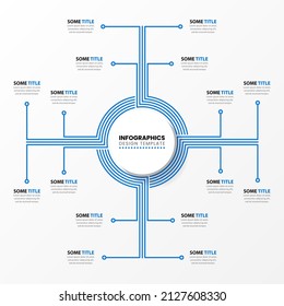 Infographic template with 16 options or steps. Circle. Can be used for workflow layout, diagram, banner, webdesign. Vector illustration