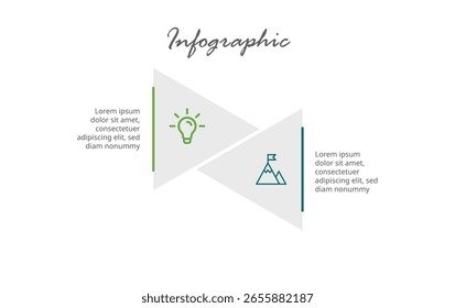Infographic Template with 2 Business Steps for Planning, Timeline, Workflow, Strategic Marketing, Project Management, and Visual Presentations.
