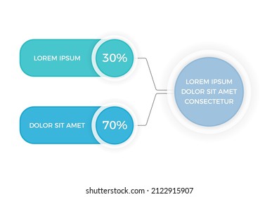 Infographic template with 2 elements connected with circle, vector eps10 illustration