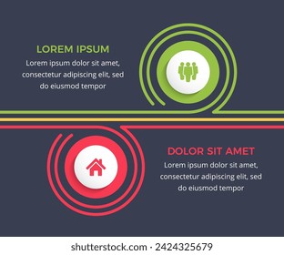 Infographic template with 2 options with place for your icons and text, dark background, vector eps10 illustration