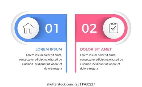 Plantilla de infografía con 2 opciones con lugar para sus iconos y texto, Vector eps10 ilustración