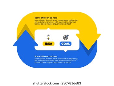 Plantilla de infografía y 2 opciones o pasos. Idea con gol. Se puede utilizar para diseño de flujo de trabajo, diagrama, banner, diseño web. Ilustración del vector