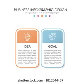 Infographic template with 2 steps. Simple diagram. Vector