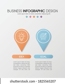 Infographic template with 2 steps. Simple diagram. Vector