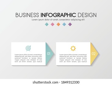 Infographic template with 2 steps. Simple diagram. Vector
