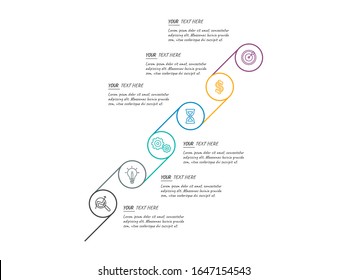 Plantilla de infografía con 3, 4, 5, 6 pasos o opciones, flujo de trabajo, gráfico de procesos, vectoriales10 ilustración