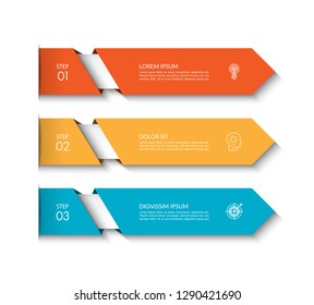 Infographic template with 3 arrows. Can be used for diagram, graph, chart, report, web design. Vector illustration