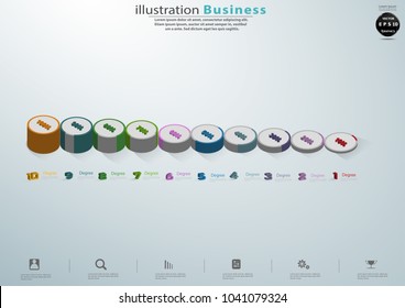 
Infographic  template 3 d cylinder,10 - 100 percent - modern Vector business illustration.