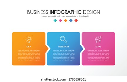 Infographic template with 3 options. Business flowchart. Vector