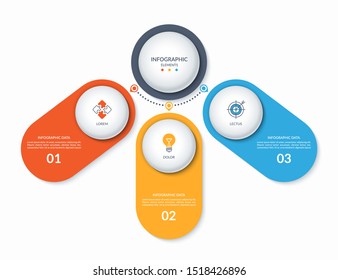 Plantilla de infografía con 3 opciones. Se puede utilizar como gráfico, diagrama, gráfico, diseño de flujo de trabajo, para web, informes e infografías empresariales.
