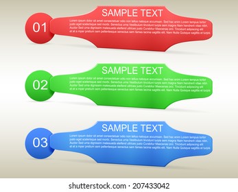 Infographic template with 3 options containing sample text
