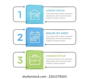 Infografische Vorlage mit 3 Optionen mit Platz für Ihre Symbole und Texte, Vektoreps10 Illustrationen