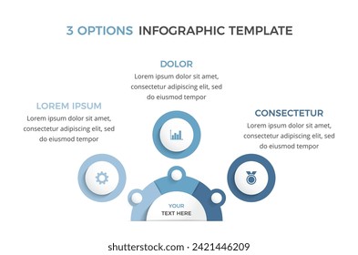 Infographic template with 3 options with place for your icons and text, vector eps10 illustration