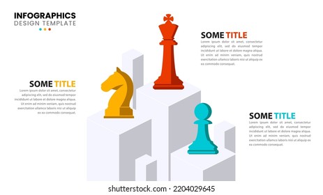 Plantilla de infografía con 3 opciones o pasos. Ajedrez. Se puede utilizar para diseño de flujo de trabajo, diagrama, banner, diseño web. Ilustración del vector