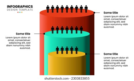 Infographic template with 3 options or steps. Hierarchy concept. Can be used for workflow layout, diagram, banner, webdesign. Vector illustration