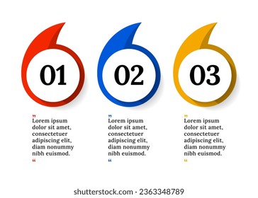 Infographic template with 3 options or steps. Quotes. Can be used for workflow layout, diagram, banner, webdesign. Vector illustration