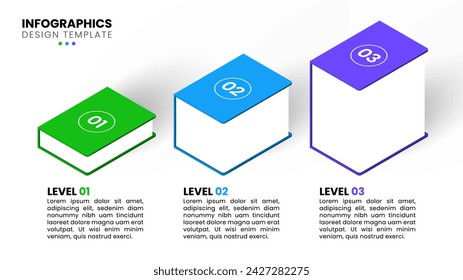 Infographic template with 3 options or steps. Books. Can be used for workflow layout, diagram, banner, webdesign. Vector illustration