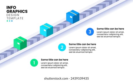 Infographic template with 3 options or steps. Package. Can be used for workflow layout, diagram, banner, webdesign. Vector illustration