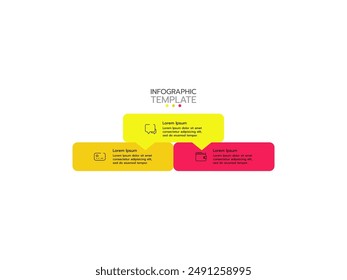 Infographic template with 3 options, steps, features or processes and business icons.