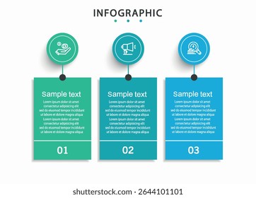 Infographic template with 3 options or steps