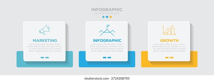  Plantilla de infografía con 3 opciones o gráfico de procesos de pasos. línea de tiempo 3 pasos Plantilla. Cronología, presentación de negocios. Se puede utilizar para el diseño del flujo de trabajo, diagrama. Ilustración vectorial.