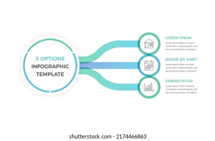 Plantilla de infografía con 3 opciones con texto e iconos, ilustración eps10