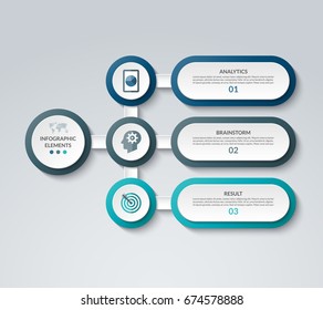 Infographic template with 3 options. Vector banner that can be used as chart, diagram, graph, table, workflow layout for web, report, business presentation
