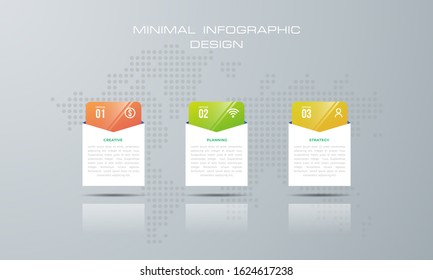 Infographic template with 3 options, workflow, process chart,Timeline infographics design vector can be used for workflow layout, diagram, annual report, web design, steps or processes. - Vector