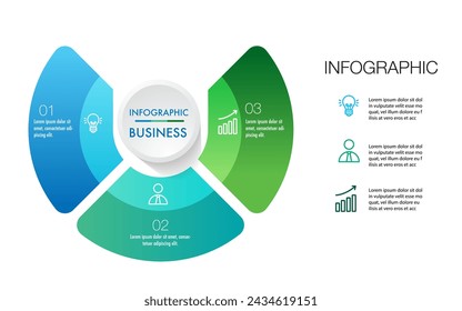 Plantilla de infografía 3 pasos de análisis para el marketing puede aplicar la visión de marco de diagrama	