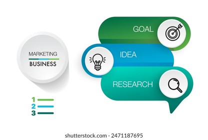 Infographic template 3 step analysis for marketing can apply diagram framework vision