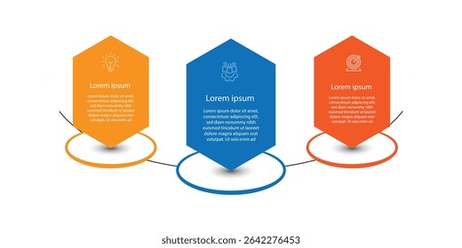 Infographic template 3 step process. Vector element with columns and icons can be used for workflow layout, business information, presentation and web graphic design 
