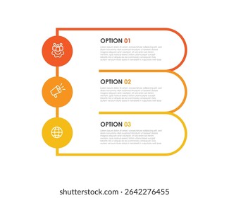 Processus de template infographique en 3 étapes. L'élément d'Image vectorielle avec des colonnes et des icônes peut être utilisé pour la mise en page de workflow, les informations commerciales, la présentation et la création graphique de web 