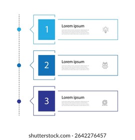 Processus de template infographique en 3 étapes. L'élément d'Image vectorielle avec des colonnes et des icônes peut être utilisé pour la mise en page de workflow, les informations commerciales, la présentation et la création graphique de web 