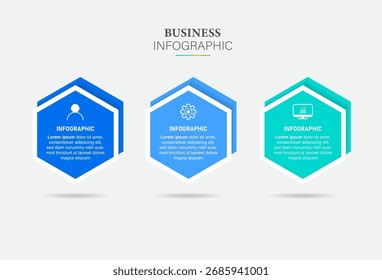 Infografía Plantilla Proceso de 3 pasos. El elemento de Vector con columnas e íconos se puede utilizar para el diseño del flujo de trabajo, la información comercial, la presentación y el Diseño gráfico del Web 