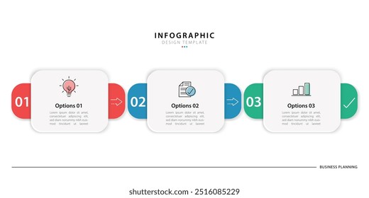 Infographic template 3 Step timeline journey isolated background, Data visualization flat simple design. presentation graph. Business timeline creator 3 options, vector illustration.