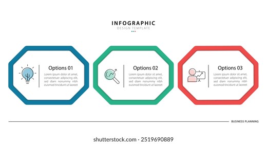 Modelo infográfico 3 Passo linha do tempo viagem isolado fundo, visualização de dados design simples plano. gráfico de apresentação octagon. Criador de linha do tempo de negócios 3 opções, ilustração vetorial.