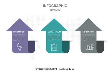 Infographic template with 3 steps, Arrow style.