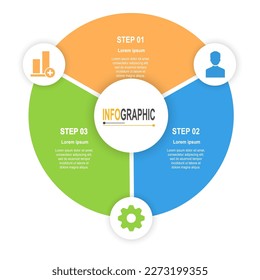 Plantilla informativa 3 pasos gráfico circular ilustración de datos empresariales
