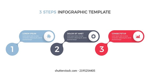 Infographic template with 3 steps with numbers and icons, workflow, process chart, vector eps10 illustration