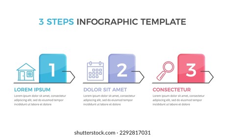 Infographic template with 3 steps with numbers and icons, workflow, process chart, vector eps10 illustration