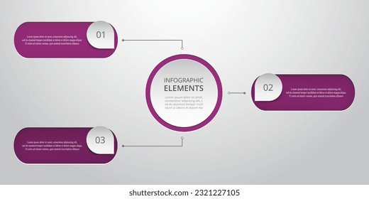 Infographic template with 3 steps, options, parts or processes.