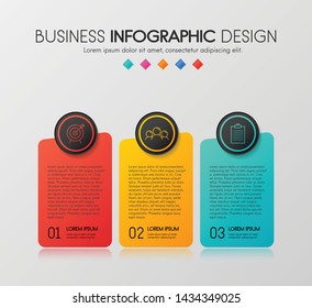 Infographic template with 3 steps. Vector