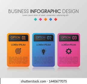 Infographic template with 3 steps. Vector