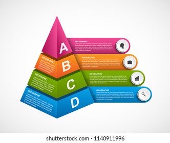 Infographic template with 3D pyramid for presentations or information booklet. Vector illustration.