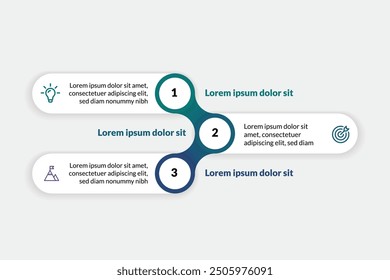 Infographic Template, 3-Step Process with Icons. Ideal for Presentations, Banners, and Layouts. Timeline Design for Clear Communication and Visual Flow.