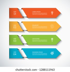 Infographic template with 4 arrows. Can be used for diagram, graph, chart, report, web design. Vector illustration
